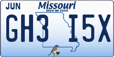 MO license plate GH3I5X