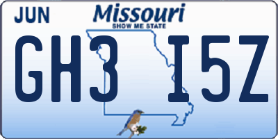 MO license plate GH3I5Z