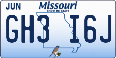 MO license plate GH3I6J