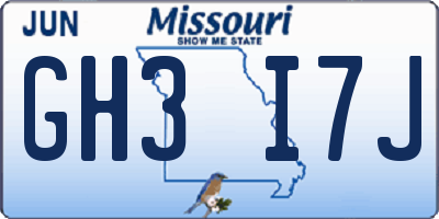 MO license plate GH3I7J