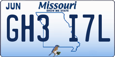 MO license plate GH3I7L