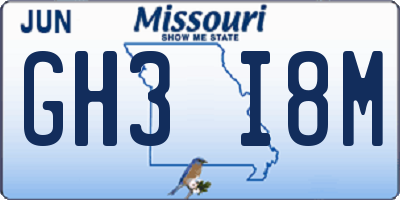 MO license plate GH3I8M