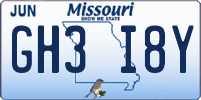 MO license plate GH3I8Y