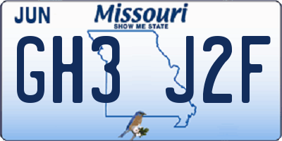 MO license plate GH3J2F