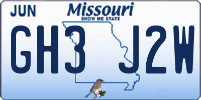 MO license plate GH3J2W