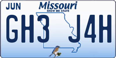 MO license plate GH3J4H