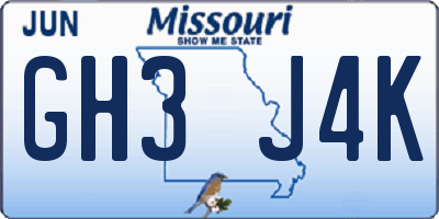 MO license plate GH3J4K