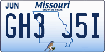 MO license plate GH3J5I