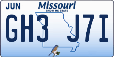 MO license plate GH3J7I