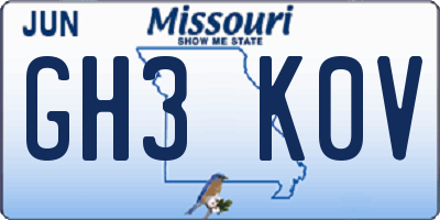 MO license plate GH3K0V