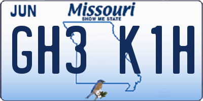 MO license plate GH3K1H