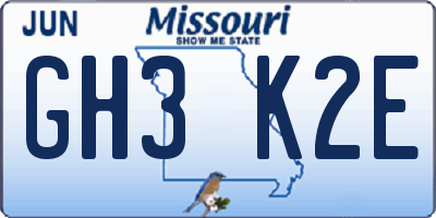 MO license plate GH3K2E