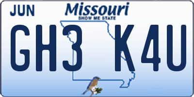 MO license plate GH3K4U