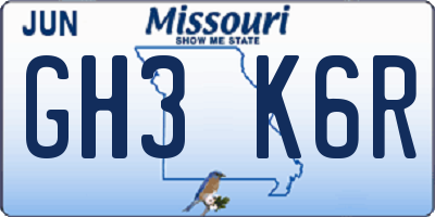 MO license plate GH3K6R