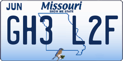 MO license plate GH3L2F