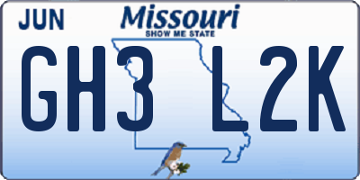 MO license plate GH3L2K