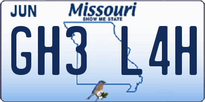 MO license plate GH3L4H
