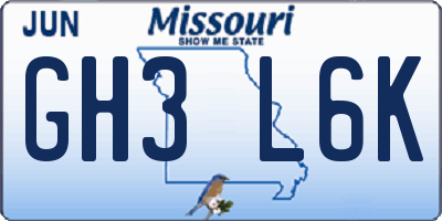 MO license plate GH3L6K