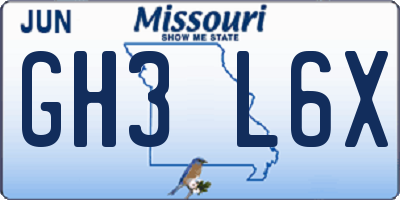 MO license plate GH3L6X