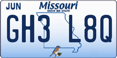 MO license plate GH3L8Q