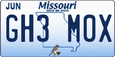 MO license plate GH3M0X