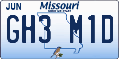 MO license plate GH3M1D