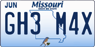 MO license plate GH3M4X