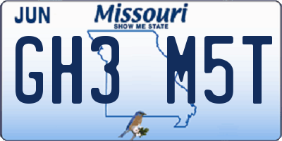MO license plate GH3M5T