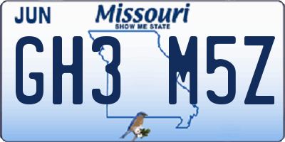 MO license plate GH3M5Z