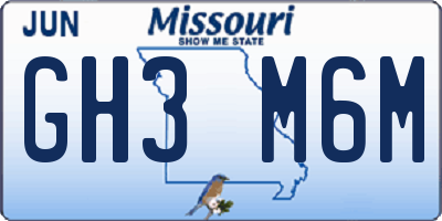 MO license plate GH3M6M