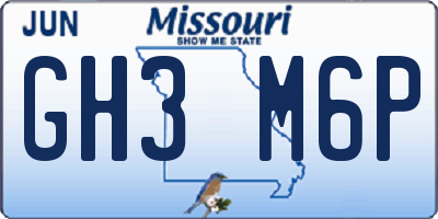 MO license plate GH3M6P