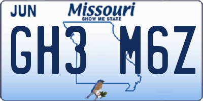 MO license plate GH3M6Z