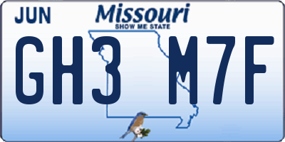 MO license plate GH3M7F