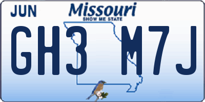 MO license plate GH3M7J