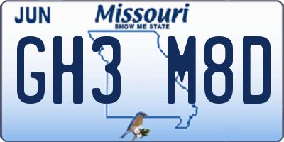 MO license plate GH3M8D