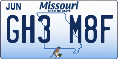 MO license plate GH3M8F