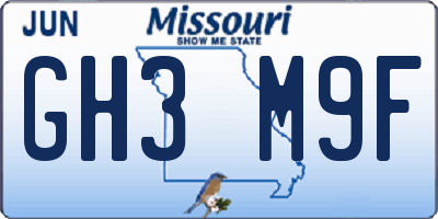 MO license plate GH3M9F