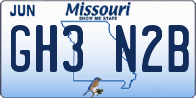 MO license plate GH3N2B