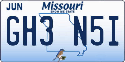 MO license plate GH3N5I