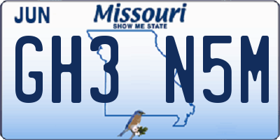 MO license plate GH3N5M