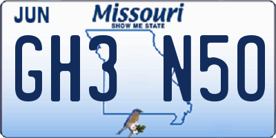 MO license plate GH3N5O