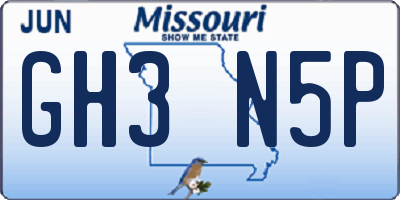 MO license plate GH3N5P