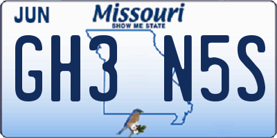 MO license plate GH3N5S