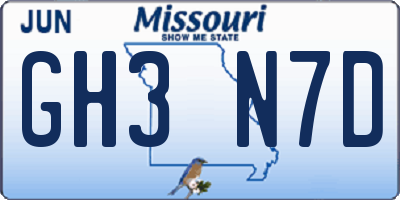 MO license plate GH3N7D