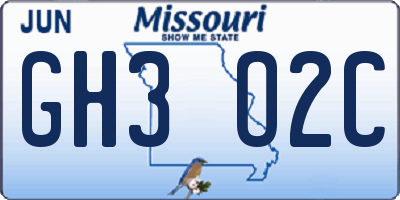 MO license plate GH3O2C