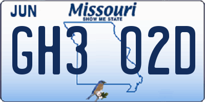 MO license plate GH3O2D