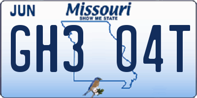 MO license plate GH3O4T