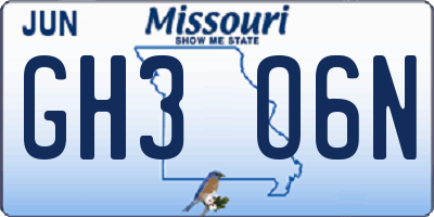 MO license plate GH3O6N