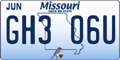 MO license plate GH3O6U