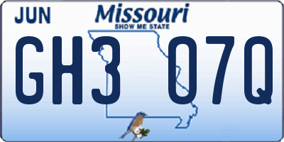 MO license plate GH3O7Q